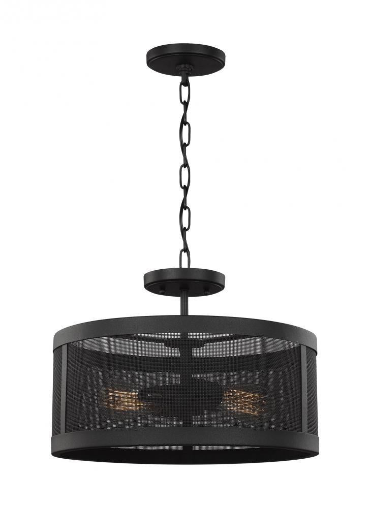 Visual Comfort Studio Gereon 2 Light LED Semi-Flush Convertible Pendant Black