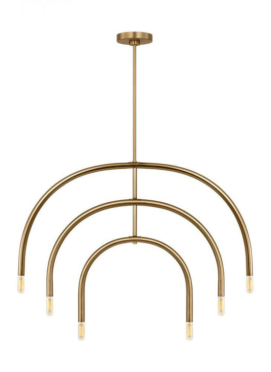 Visual Comfort Studio Hadden 6 Light Large Chandelier Satin Brass