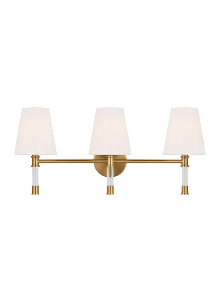 Visual Comfort Studio Hanover 3 Light Vanity Light Burnished Brass