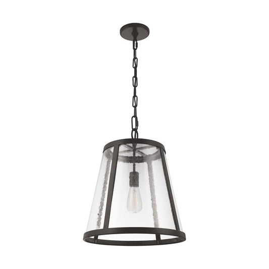 Visual Comfort & Co. Studio Collection Harrow Medium Pendant, 1-Light, Oil Rubbed Bronze, Clear Seeded Shade, 16"Dia (P1289ORB 706X586)