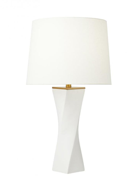 Visual Comfort Studio Lagos LED Table Lamp White Leather