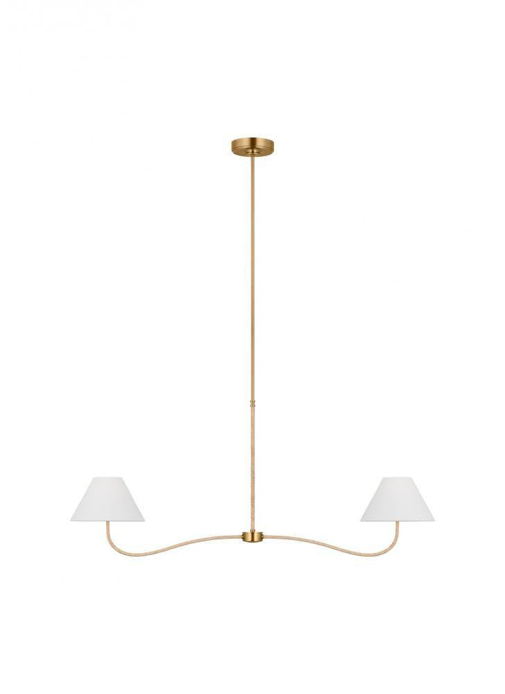 Visual Comfort Studio Laguna 2 Light Large Linear Chandelier Burnished Brass