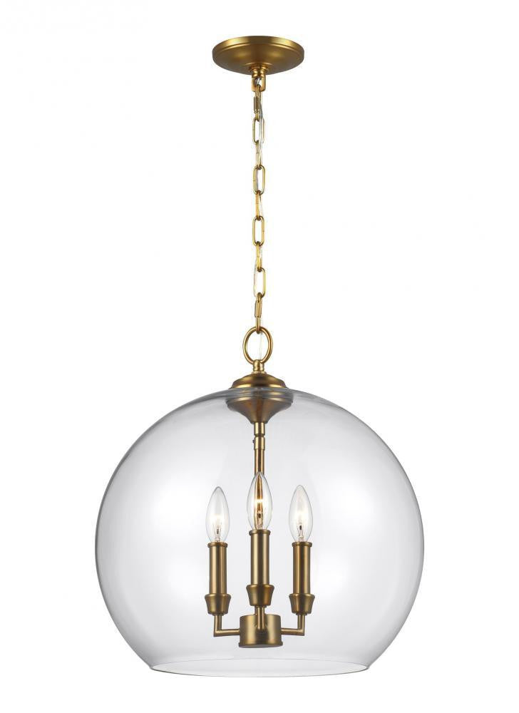Visual Comfort Studio Lawler 3 Light Orb Pendant Burnished Brass
