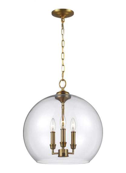 Visual Comfort Studio Lawler 3 Light Orb Pendant Burnished Brass