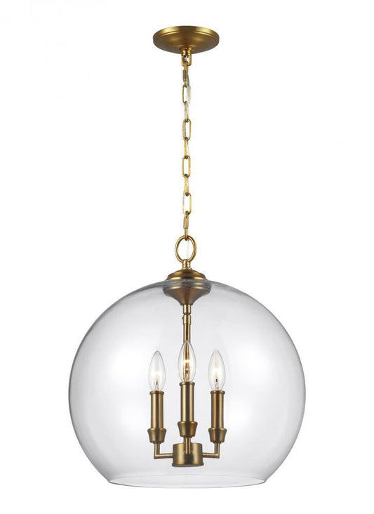Visual Comfort Studio Lawler 3 Light Orb Pendant Burnished Brass