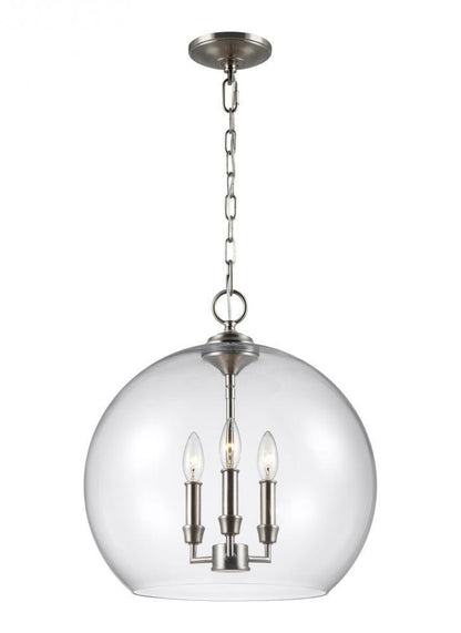 Visual Comfort Studio Lawler 3 Light Orb Pendant Satin Nickel