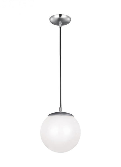 Leo Small Globe Pendant - Satin Aluminum, E26 LED, Smooth White