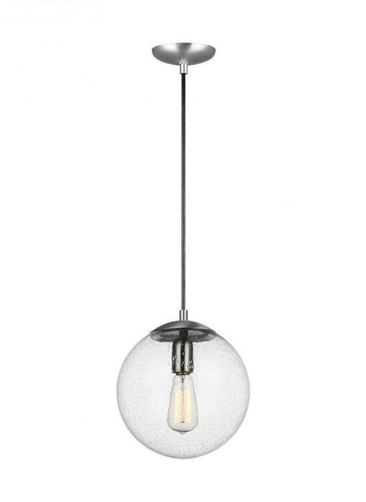 Visual Comfort Studio Leo Medium Globe LED Pendant Satin Aluminum