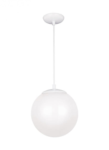 Leo Medium Globe Pendant - White, E26 LED, Smooth White
