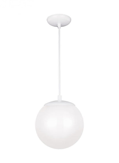 Leo Small Globe Pendant - White, A19, Smooth White