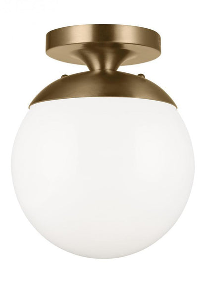 Leo Globe Semi-Flush Mount - Satin Brass, E26 LED, Smooth White