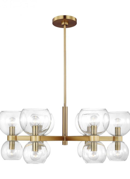 Visual Comfort Studio Londyn 12 Light Small Chandelier Burnished Brass with Clear Glass