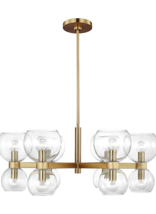 Visual Comfort Studio Londyn 12 Light Small Chandelier Burnished Brass with Clear Glass