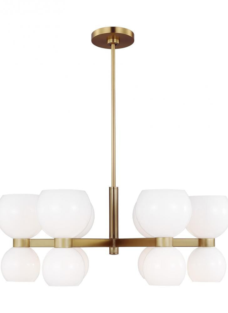 Visual Comfort Studio Londyn 12 Light Small Chandelier Burnished Brass with Milk White Glass