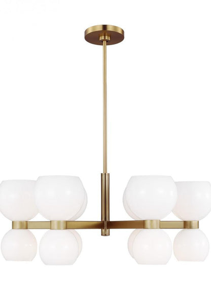 Visual Comfort Studio Londyn 12 Light Small Chandelier Burnished Brass with Milk White Glass