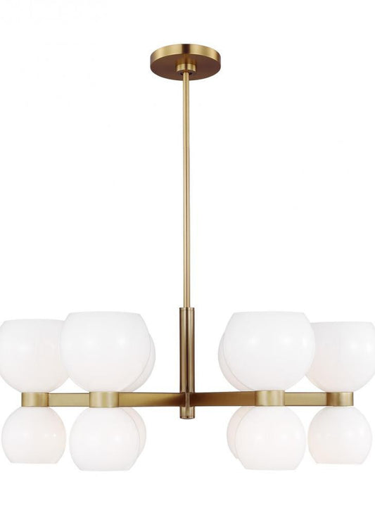 Visual Comfort Studio Londyn 12 Light Small Chandelier Burnished Brass with Milk White Glass