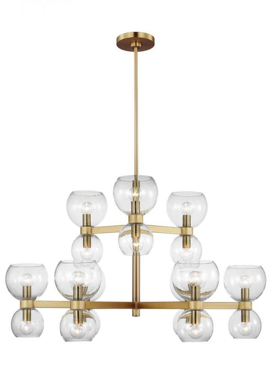 Visual Comfort Studio Londyn 18 Light Medium Chandelier Burnished Brass with Clear Glass