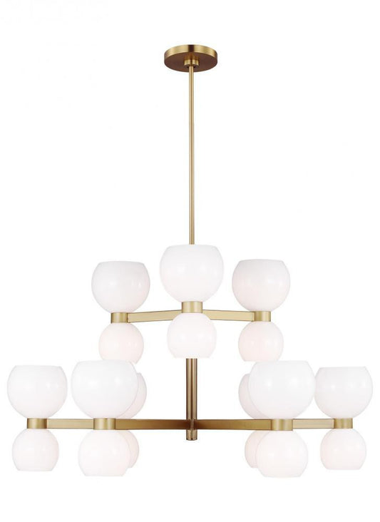 Visual Comfort Studio Londyn 18 Light Medium Chandelier Burnished Brass with Milk White Glass