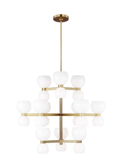 Visual Comfort Studio Londyn 24 Light Large Chandelier Burnished Brass with Milk White Glass