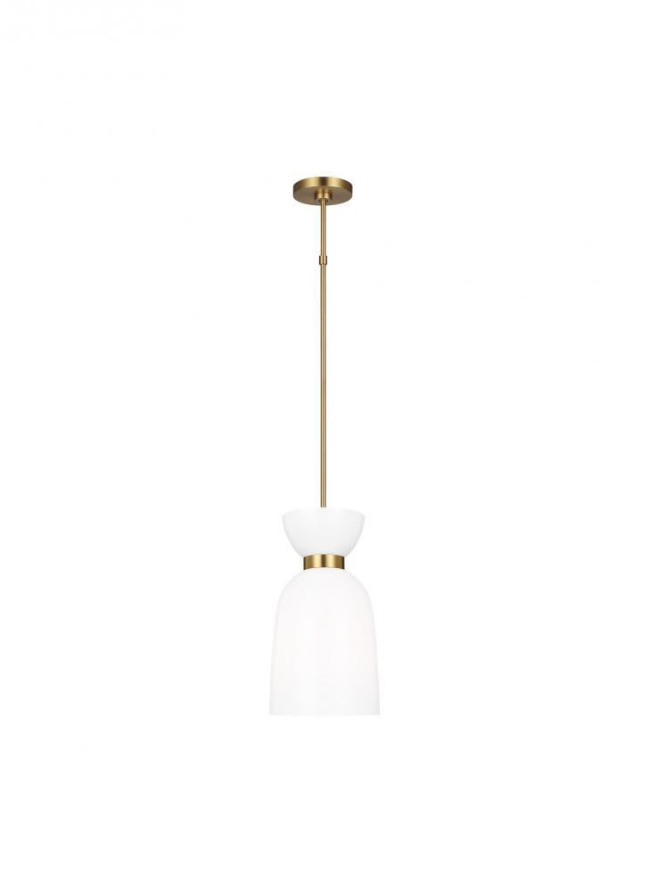 Visual Comfort Studio Londyn Tall Pendant Burnished Brass with Milk White Glass