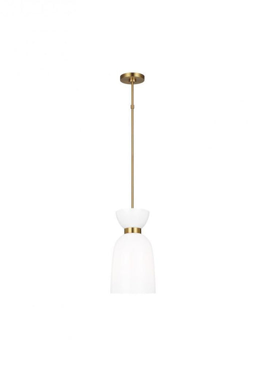 Visual Comfort Studio Londyn Tall Pendant Burnished Brass with Milk White Glass