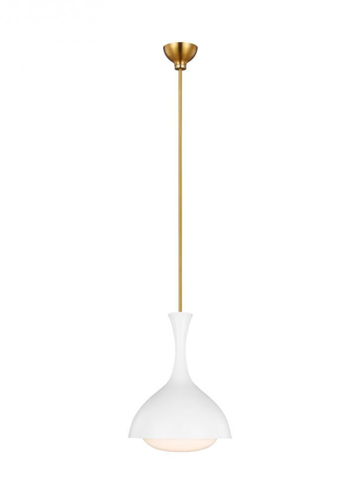 Visual Comfort & Co. Studio Collection Lucerne Pendant, 1-Light, Matte White And Burnished Brass, Milk White Shade, 9"W (AEP1011BBSMWT 706WZCP)