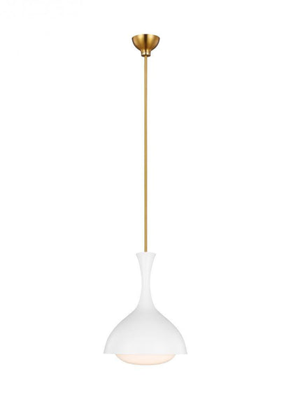 Visual Comfort & Co. Studio Collection Lucerne Pendant, 1-Light, Matte White And Burnished Brass, Milk White Shade, 9"W (AEP1011BBSMWT 706WZCP)