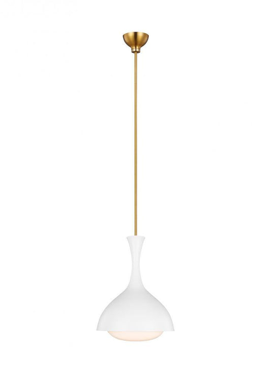 Visual Comfort & Co. Studio Collection Lucerne Pendant, 1-Light, Matte White And Burnished Brass, Milk White Shade, 9"W (AEP1011BBSMWT 706WZCP)
