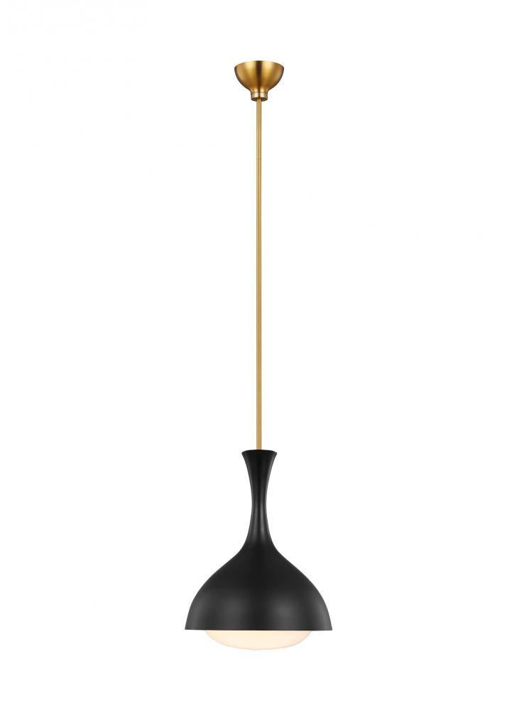 Visual Comfort & Co. Studio Collection Lucerne Pendant, 1-Light, Midnight Black And Burnished Brass, Milk White Shade, 9"W (AEP1011BBSMBK 706WZCN)