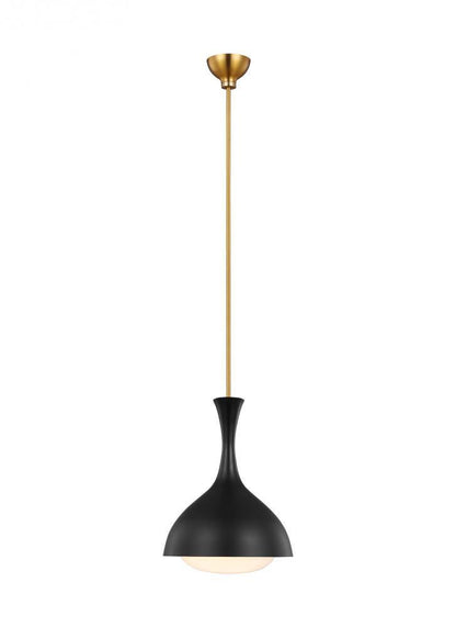 Visual Comfort & Co. Studio Collection Lucerne Pendant, 1-Light, Midnight Black And Burnished Brass, Milk White Shade, 9"W (AEP1011BBSMBK 706WZCN)