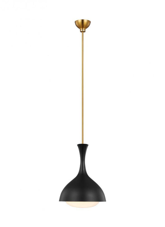 Visual Comfort & Co. Studio Collection Lucerne Pendant, 1-Light, Midnight Black And Burnished Brass, Milk White Shade, 9"W (AEP1011BBSMBK 706WZCN)