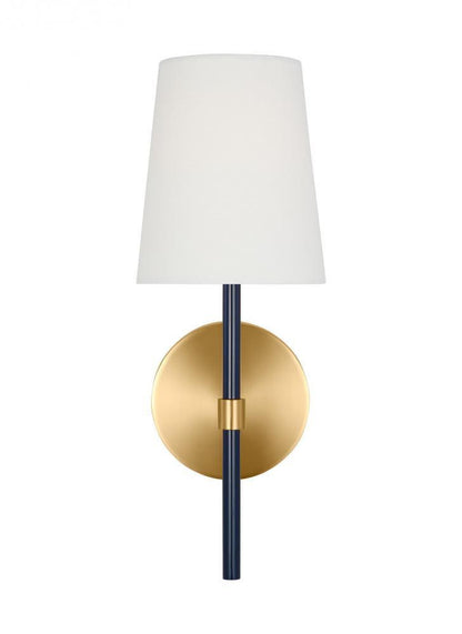 Monroe Small Single Wall Sconce - Burnished Brass and Navy
