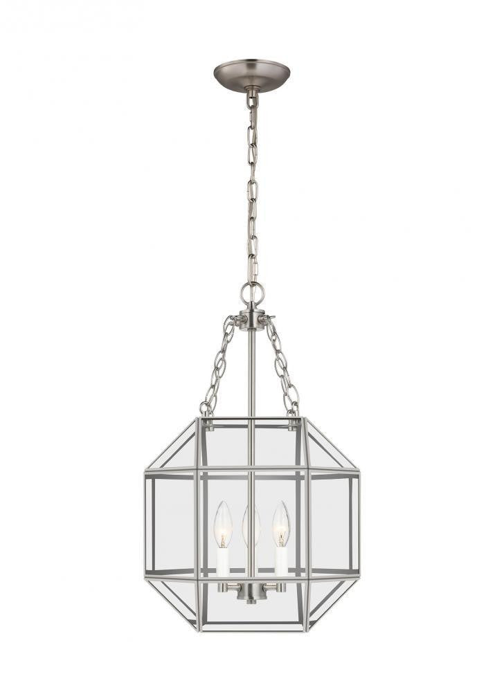 Visual Comfort Studio Morrison Small 3 Light Lantern Brushed Nickel