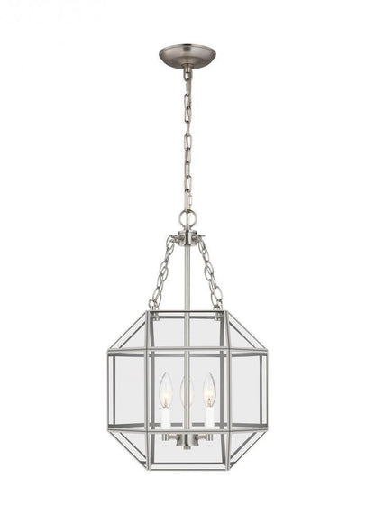 Visual Comfort Studio Morrison Small 3 Light Lantern Brushed Nickel