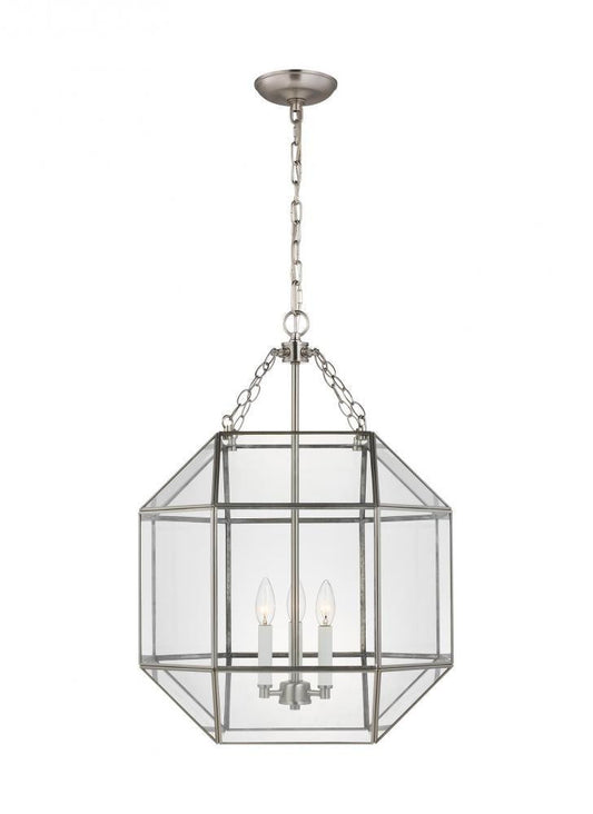 Visual Comfort Studio Morrison Medium 3 Light Lantern Brushed Nickel