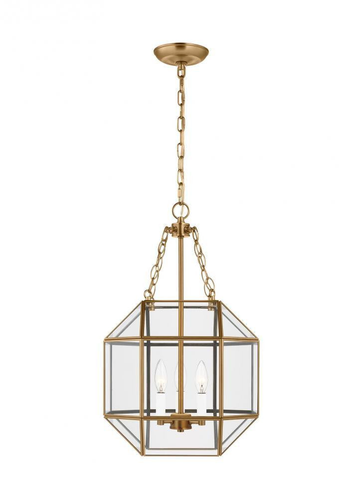 Visual Comfort Studio Morrison Small 3 Light LED Lantern Satin Brass