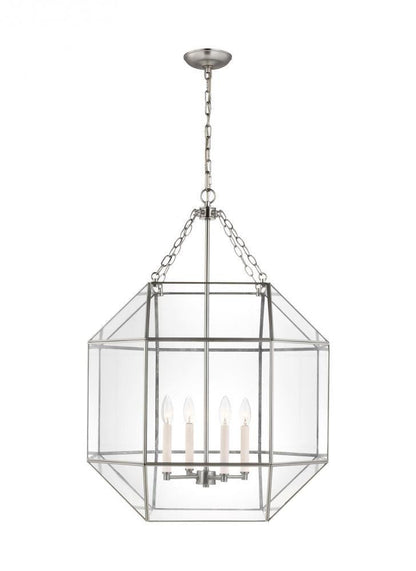 Visual Comfort Studio Morrison Large 4 Light LED Lantern Brushed Nickel