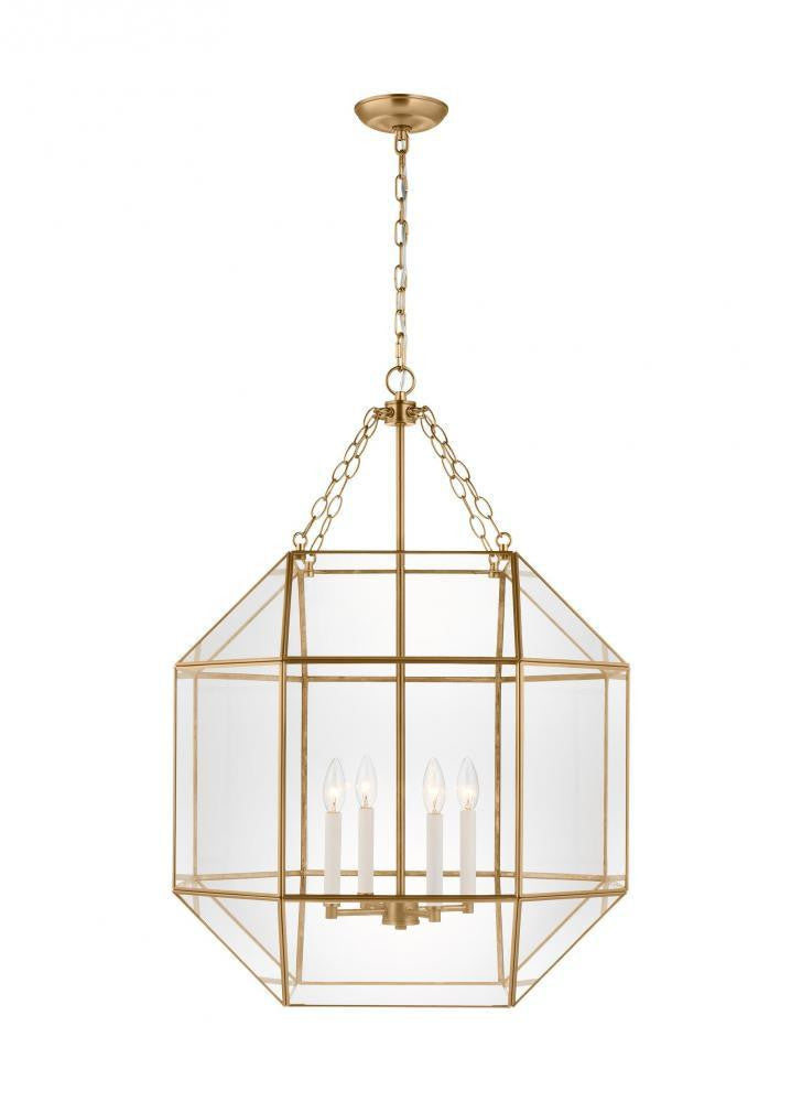 Visual Comfort Studio Morrison Large 4 Light LED Lantern Satin Brass