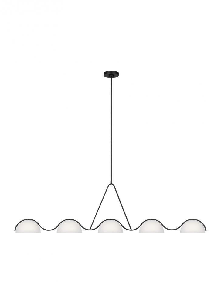 Visual Comfort Studio Nido 5 Light Extra Large Linear Chandelier Midnight Black