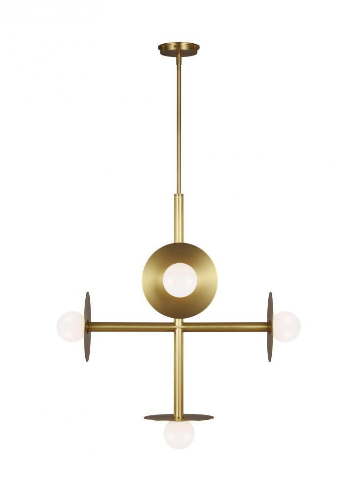 Visual Comfort Studio Nodes 5 Light Large Chandelier Burnished Brass