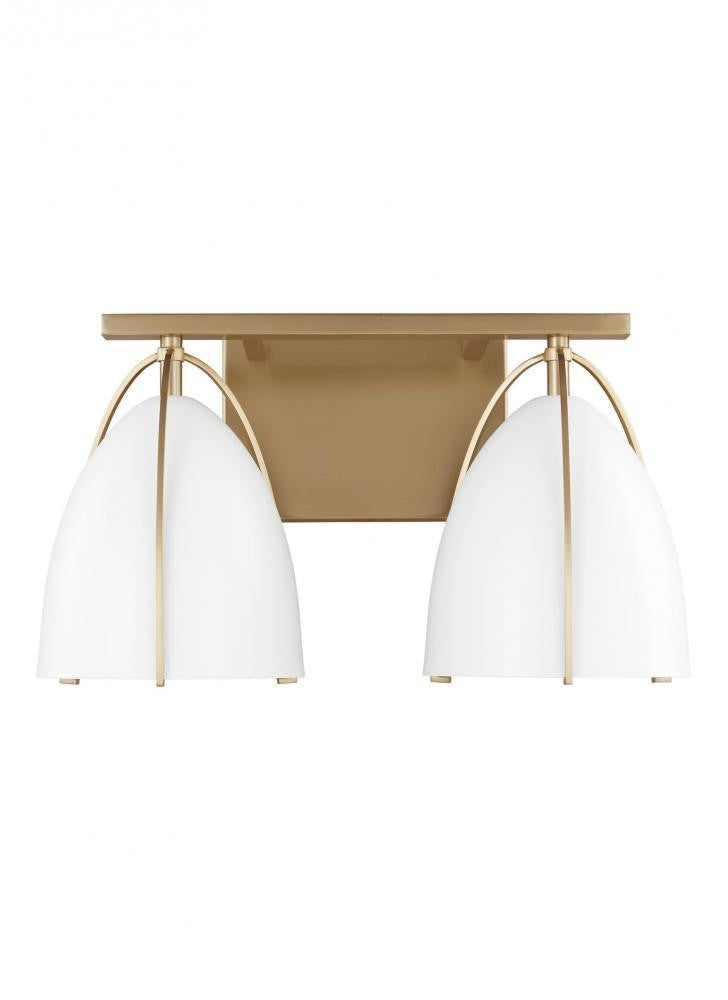 Visual Comfort Studio Norman 2 Light LED Bath Wall Sconce Satin Brass