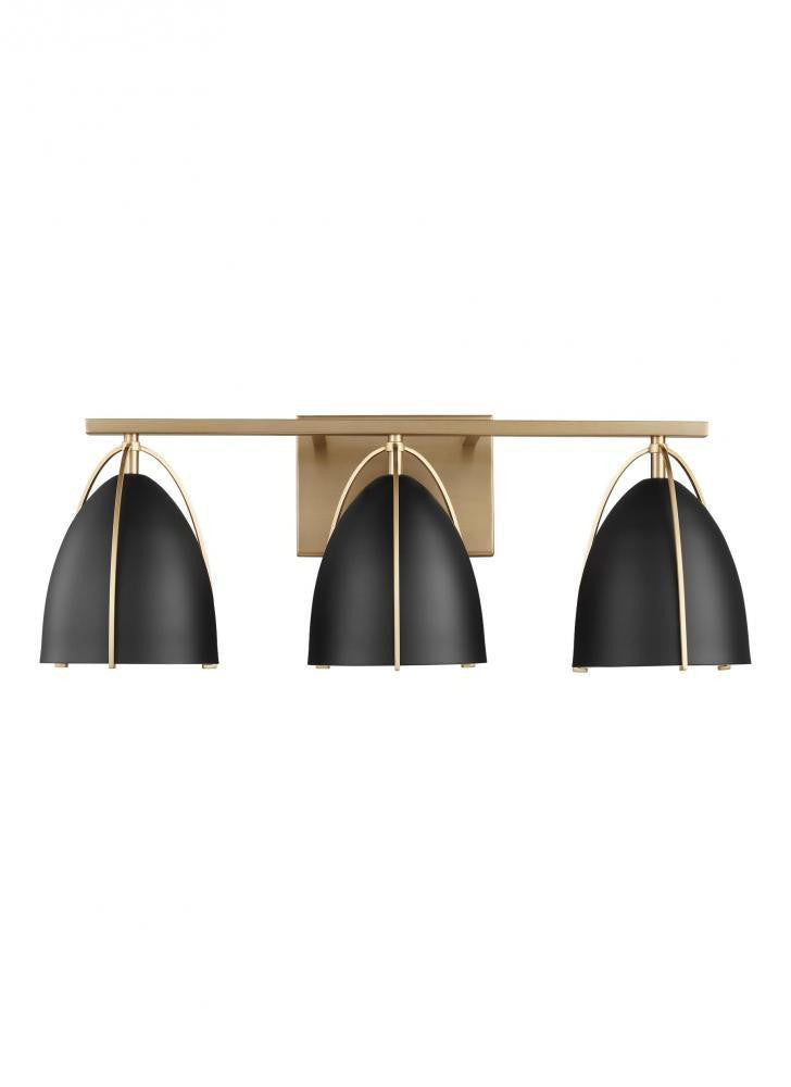 Visual Comfort Studio Norman 3 Light LED Bath Wall Sconce Satin Brass