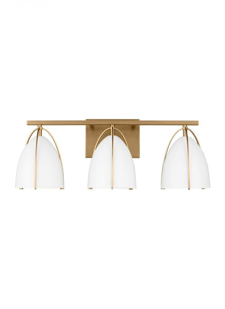 Visual Comfort Studio Norman 3 Light Bath Wall Sconce Satin Brass