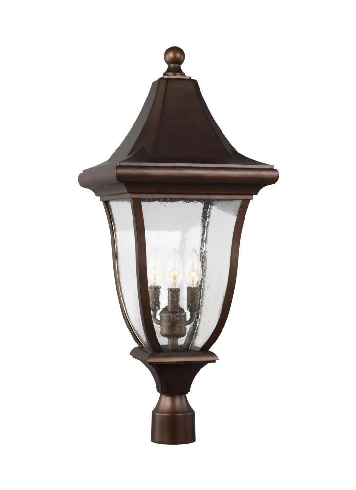 Visual Comfort Studio Oakmont 3 Light Post Lantern Patina Bronze