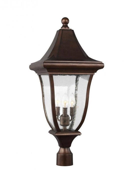 Visual Comfort Studio Oakmont 3 Light Post Lantern Patina Bronze