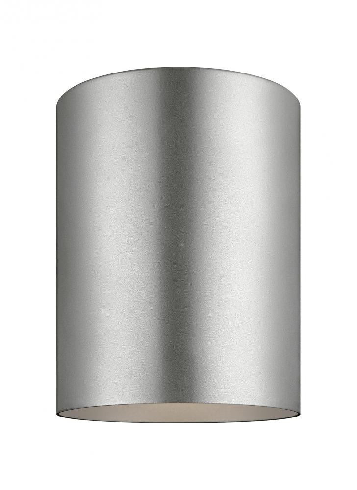 Visual Comfort Studio Outdoor Cylinders Small LED Flush Mount Painted Brushed Nickel