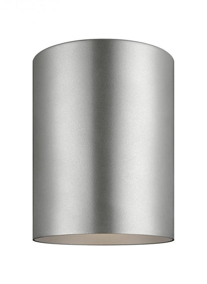 Visual Comfort Studio Outdoor Cylinders Small LED Flush Mount Painted Brushed Nickel