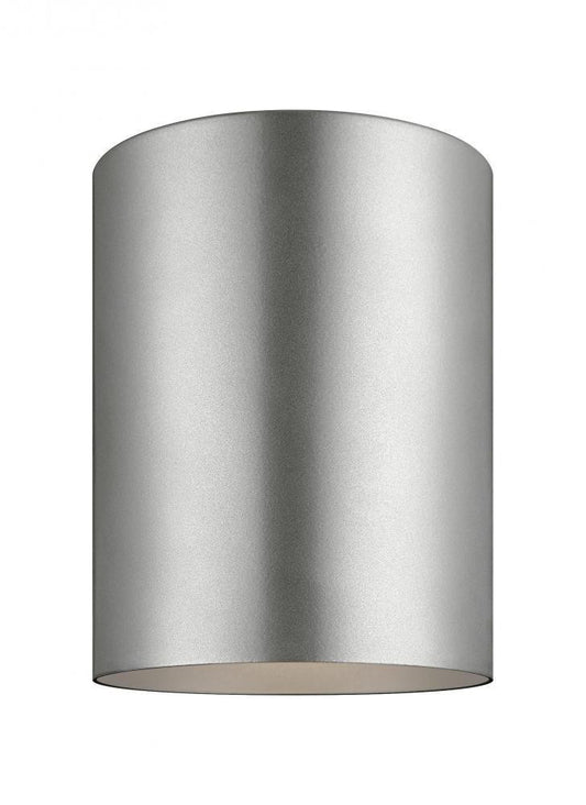 Visual Comfort Studio Outdoor Cylinders Small LED Flush Mount Painted Brushed Nickel