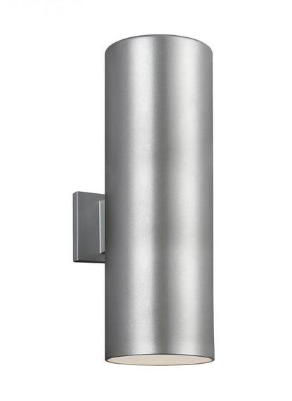 Visual Comfort Studio Outdoor Cylinders Large 2 Light Outdoor LED Wall Painted Brushed Nickel