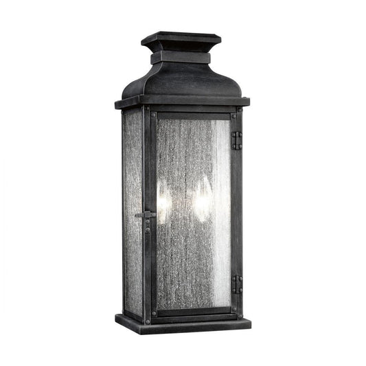 Visual Comfort Studio Pediment 2 Light Medium Lantern Dark Weathered Zinc